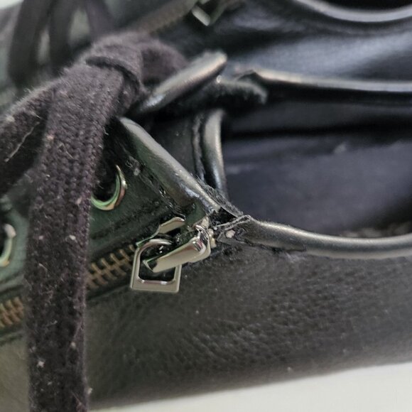 Coach Empire Zipper Black Leather Low Top Sneakers Size 8B - Picture 4 of 6